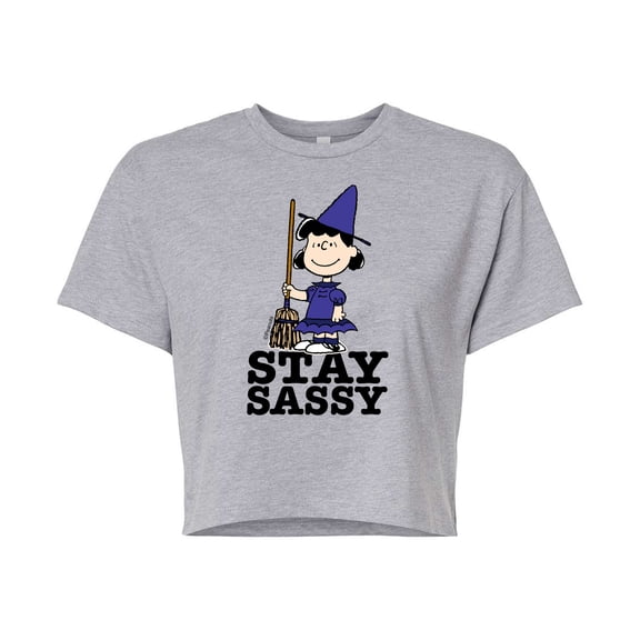 Peanuts - Lucy Stay Sassy - Juniors Cropped Cotton Blend T-Shirt