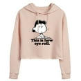 thumbnail image 1 of Peanuts - Lucy This Is How Eye Roll - Juniors Cropped Pullover Hoodie, 1 of 6