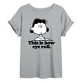thumbnail image 1 of Peanuts - Lucy This Is How Eye Roll - Juniors Ideal Flowy Muscle T-Shirt, 1 of 6
