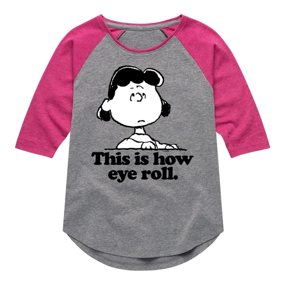 Peanuts - Lucy This Is How Eye Roll - Toddler & Youth Girls Raglan Graphic T-Shirt