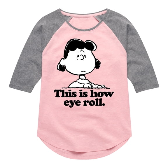 Peanuts - Lucy This Is How Eye Roll - Toddler & Youth Girls Raglan Graphic T-Shirt