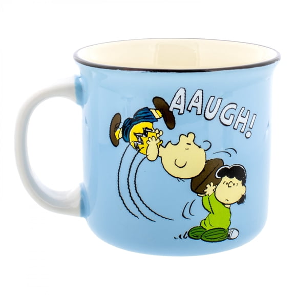 Peanuts Lucy and Charlie Brown Football Trick Camper Mug