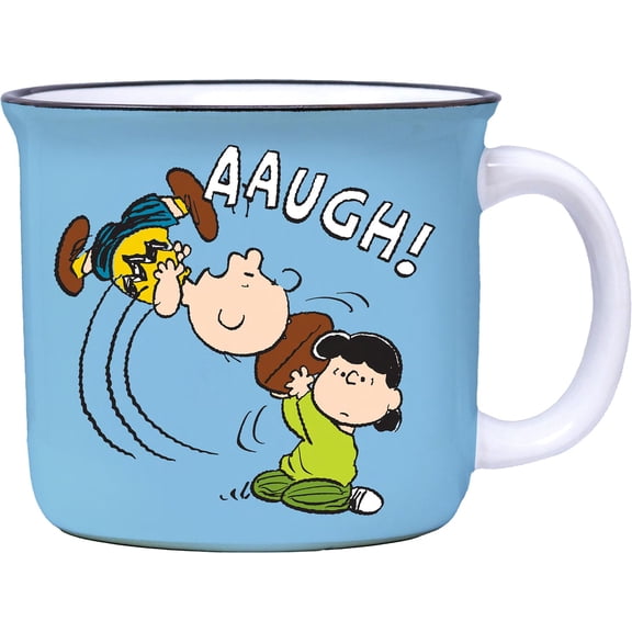 Peanuts Lucy and Charlie Brown Football Trick Camper Mug