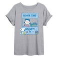 thumbnail image 1 of Peanuts - Lucy's Floral Stand - Juniors Oversized Graphic T-Shirt, 1 of 5