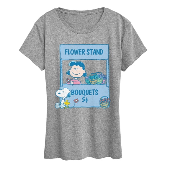 Peanuts - Lucy's Floral Stand - Women's Short Sleeve Graphic T-Shirt