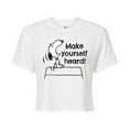 thumbnail image 1 of Peanuts - Make Yourself Heard - Juniors Cropped Cotton Blend T-Shirt, 1 of 6