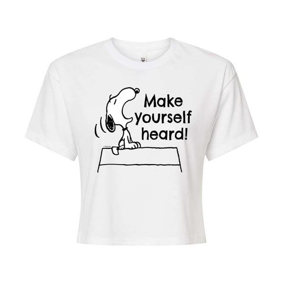 Peanuts - Make Yourself Heard - Juniors Cropped Cotton Blend T-Shirt