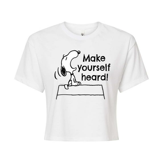 Peanuts - Make Yourself Heard - Juniors Cropped Cotton Blend T-Shirt