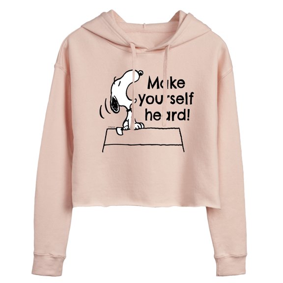 Peanuts - Make Yourself Heard - Juniors Cropped Pullover Hoodie