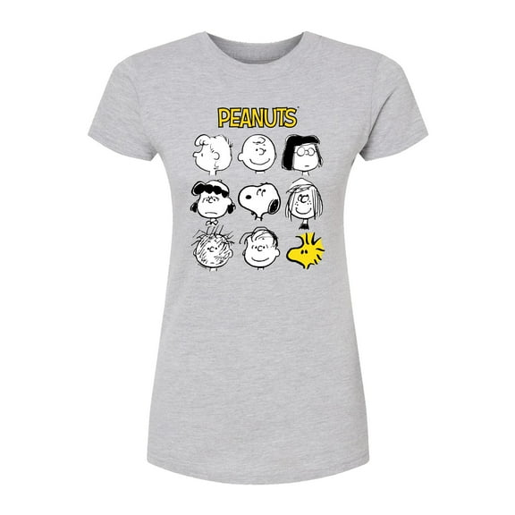 Peanuts - Many Faces Of Snoopy And Friends - Juniors Fitted Graphic T-Shirt
