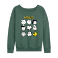 thumbnail image 1 of Peanuts - Many Faces Of Snoopy And Friends - Women's French Terry Long Sleeve T-Shirt, 1 of 5