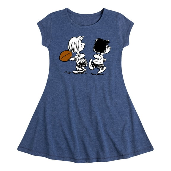 Peanuts - Marcie Patty Football - Girls Fit And Flare Cap Sleeve Dress