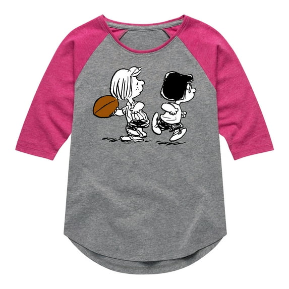 Peanuts - Marcie Patty Football - Toddler & Youth Girls Raglan Graphic T-Shirt