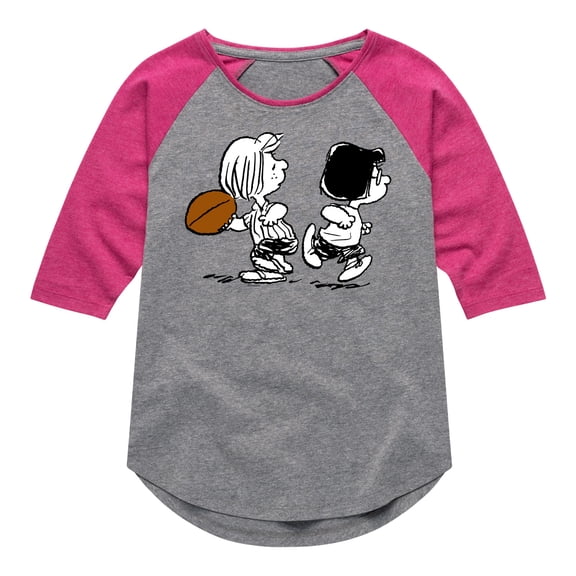 Peanuts - Marcie Patty Football - Toddler & Youth Girls Raglan Graphic T-Shirt