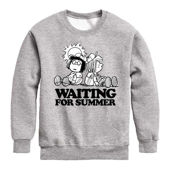 Peanuts - Marcie & Peppermint Patty - Waiting for Summer Dazed - Toddler & Youth Crewneck Fleece Sweatshirt