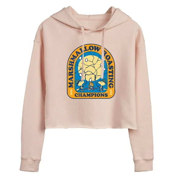 Peanuts - Marshmallow Roasting - Juniors Cropped Pullover Hoodie