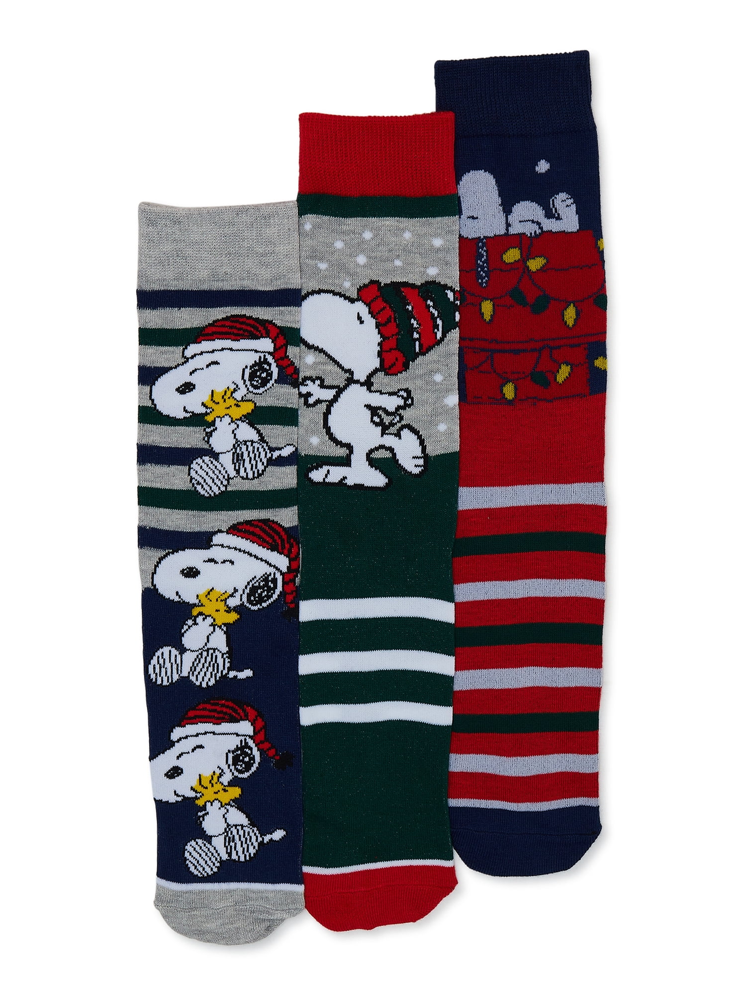 Peanuts Men's 3-Pack of Crew Socks with Novelty Gift Box, Sizes 8-12 ...