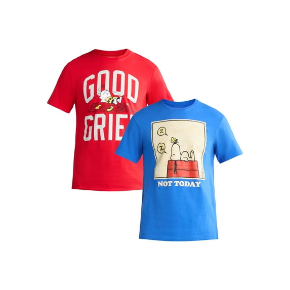 Peanuts Men’s & Big Men’s Graphic Tees, 2-Pack, Sizes S-3XL