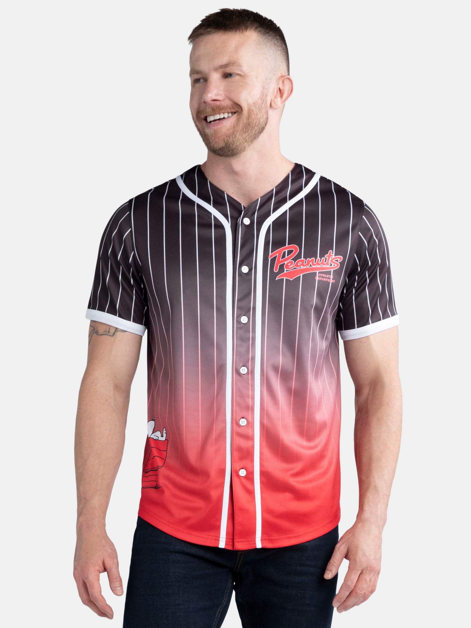 Peanuts Men's & Big Men's Snoopy Graphic Baseball Jersey, Sizes XS-3XL