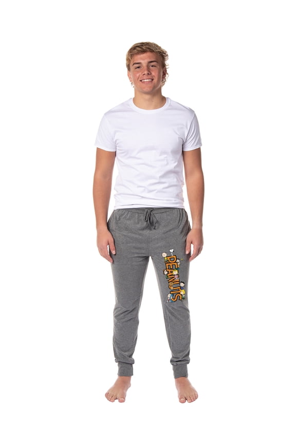 Peanuts Men's Character Group Logo Sleep Jogger Pajama Pants (X-Large)