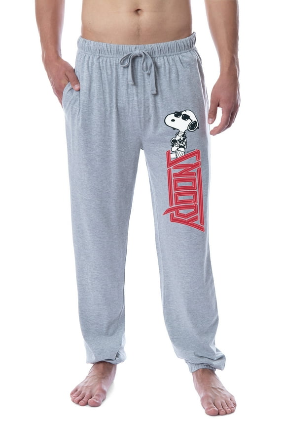 Peanuts Men's Joe Cool Rocker Character Logo Sleep Jogger Pajama Pants