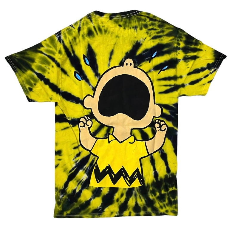 Mens Tshirt Black Yellow Tie Dye Shirts Peanuts Men's Officially