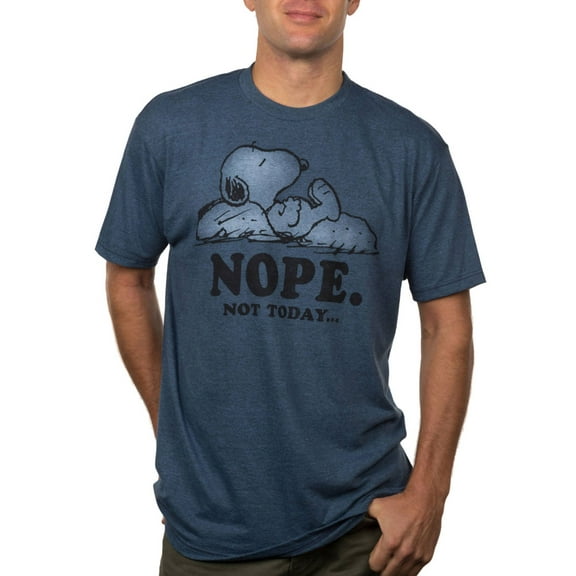 Peanuts Men's Short Sleeve Crew Neck Snoopy Nope Not Today Graphic T-Shirt