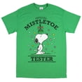 thumbnail image 1 of Peanuts Men's Snoopy Shirt Official Mistletoe Tester Green T-Shirt (Small), 1 of 1