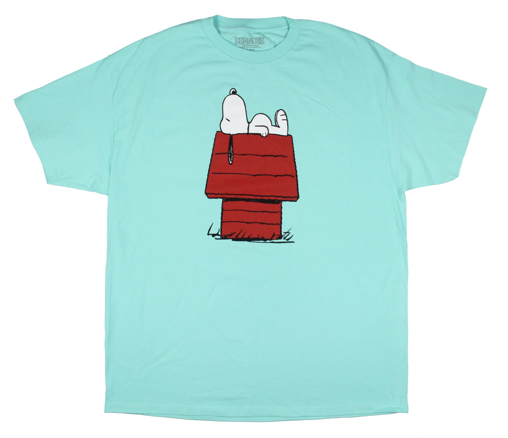 (Heather Large) Red Sleeping Snoopy Graphic Peanuts Doghouse Men\'s T-Shirt Grey, on