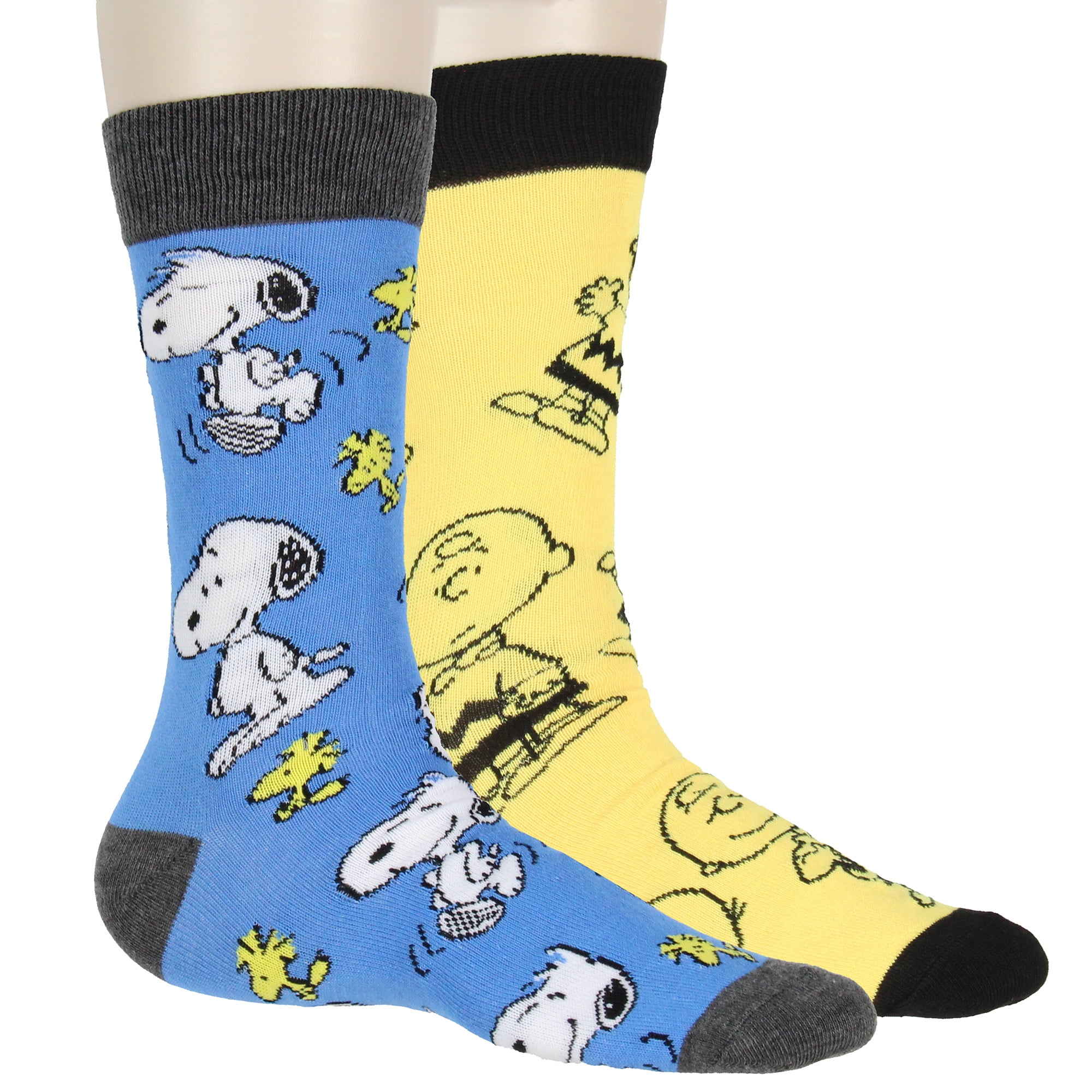 Peanuts Men‚Äôs Snoopy, Woodstock & Charlie Brown 2pk Crew Socks ...