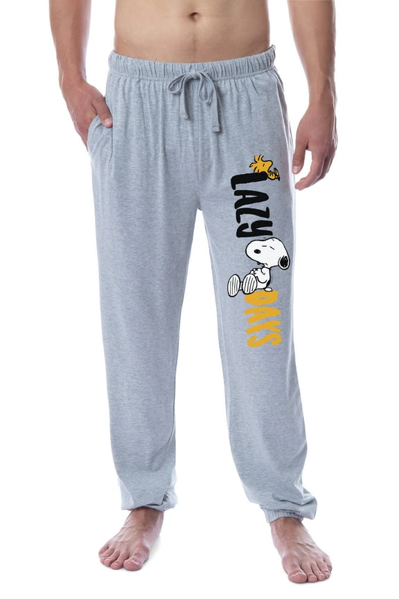 Peanuts Men's Snoopy and Woodstock Lazy Days Sleep Jogger Pajama Pants