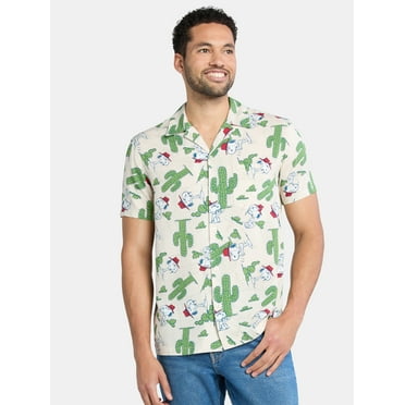 Peanuts Men's and Big Men's Spike Desert Button Shirt, Sizes XS-5XL