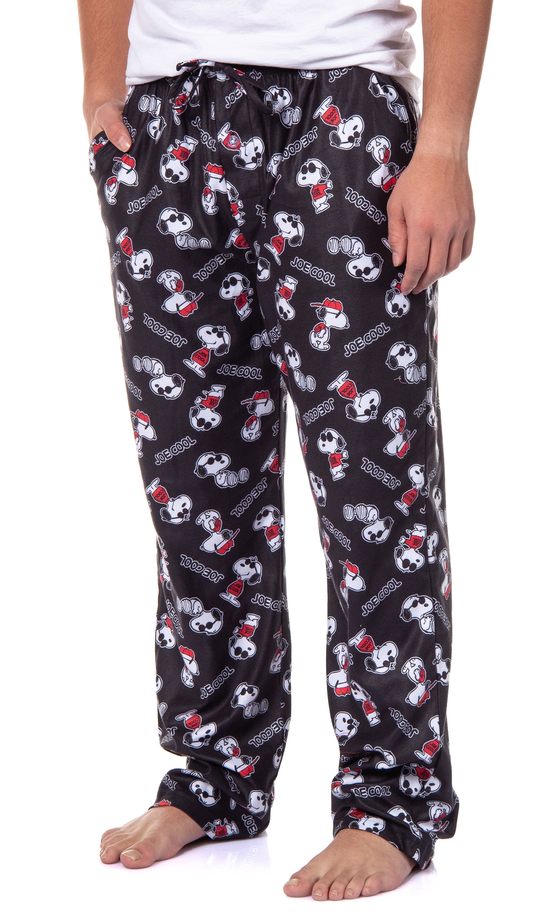 Peanuts Mens' Joe Cool Snoopy Character Tossed Print Adult Sleep Pajama  Pants