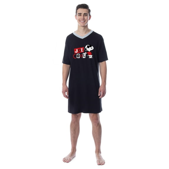 Peanuts Mens' Joe Cool Snoopy Classic Character Sleep Pajama Dress Shirt