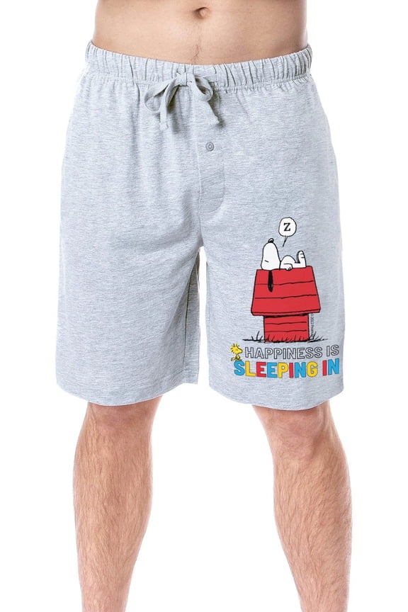 Peanuts Mens' Snoopy Happiness Is Sleeping In Character Sleep Pajama Shorts