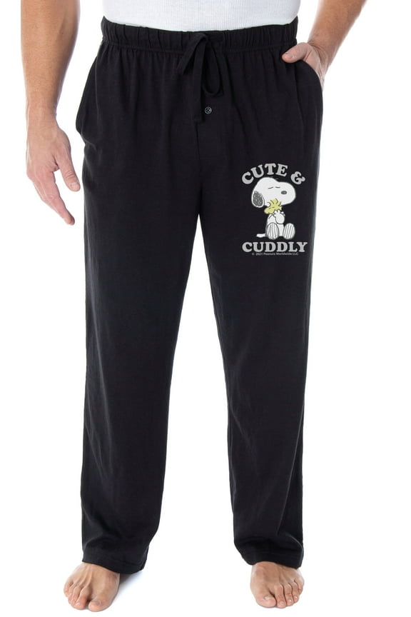 Peanuts Mens' Snoopy Woodstock Cute and Cuddly Sleep Pajama Pants