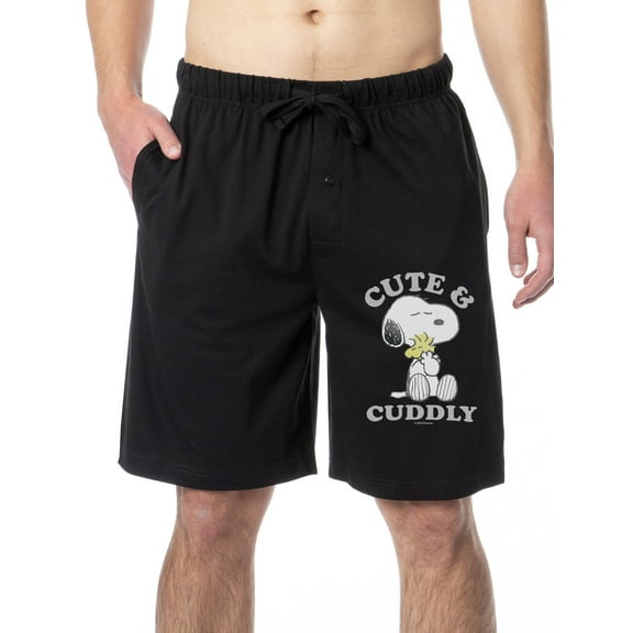 Peanuts Mens' Snoopy Woodstock Cute and Cuddly Sleep Pajama Shorts