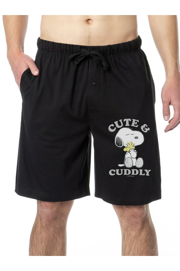 Peanuts Mens' Snoopy Woodstock Cute and Cuddly Sleep Pajama Shorts