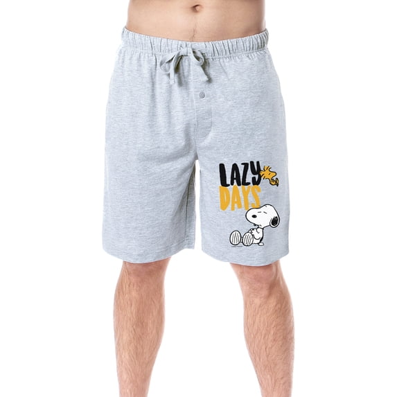 Peanuts Mens' Snoopy Woodstock Lazy Days Character Sleep Pajama Shorts