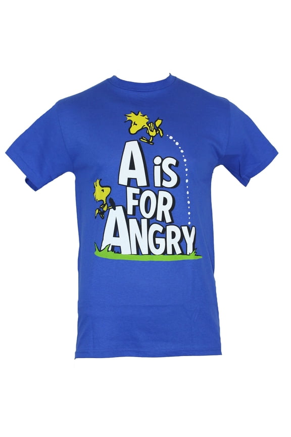 Mens T-Shirt - "A is for Angry" 2 Woodstocks Playing On Logo Image (Large)