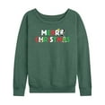 thumbnail image 1 of Peanuts - Merry Christmas Stacked - Women's Lightweight French Terry Long Sleeve Shirt, 1 of 6
