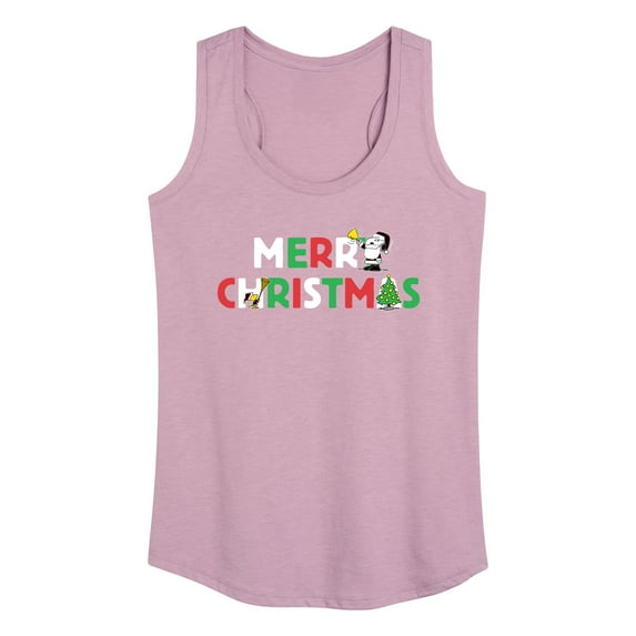 Peanuts - Merry Christmas Stacked - Women's Racerback Tank Top
