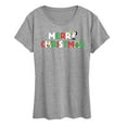 thumbnail image 1 of Peanuts - Merry Christmas Stacked - Women's Short Sleeve Graphic T-Shirt, 1 of 6