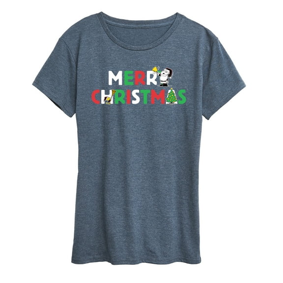 Peanuts - Merry Christmas Stacked - Women's Short Sleeve Graphic T-Shirt
