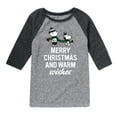 thumbnail image 1 of Peanuts - Charlie Brown & Snoopy Merry Christmas Warm Wishes - Toddler And Youth Raglan Graphic T-Shirt, 1 of 5