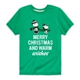 thumbnail image 1 of Peanuts - Charlie Brown & Snoopy Merry Christmas Warm Wishes - Toddler And Youth Short Sleeve Graphic T-Shirt, 1 of 6
