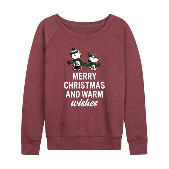 Peanuts - Merry Xmas Warm Wishes - Women's French Terry Long Sleeve Pullover