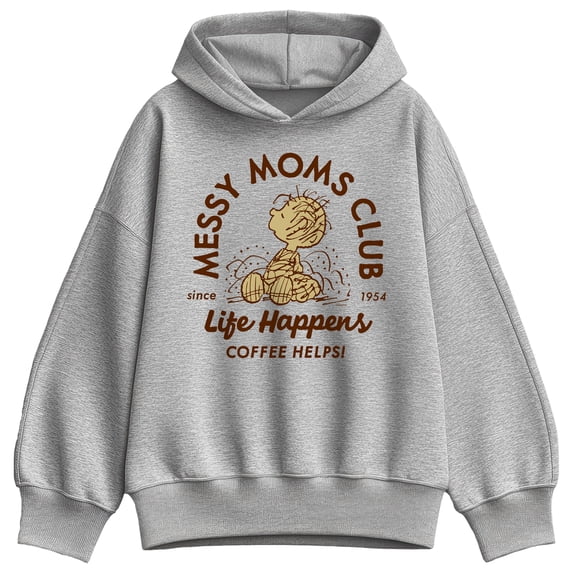 Peanuts - Messy Moms Club - Women's Oversized Fleece Hoodie Sweatshirt