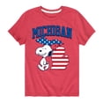 thumbnail image 1 of Peanuts - Michigan American Flag Snoopy - Toddler And Youth Short Sleeve Graphic T-Shirt, 1 of 6