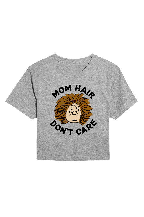 - Mom Hair Dont Care - Juniors Cropped Short Sleeve Graphic T-Shirt